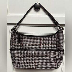 Vintage Ralph Lauren Houndstooth Plaid Timeless Shoulder Bag, Black and Brown